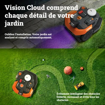 Robot tondeuse connecté sans fil WORX VISION CLOUD 2WD - Jusqu'à 1200m² - WR312E