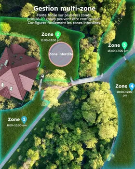 Tondeuse Robot sans Fil Périphérique,pour Pelouses Jusqu’à 1500m², RTK Full Band + Vision IA 4 Yeux,Cartographie Automatique,20 Zones,Redkey Genie 800
