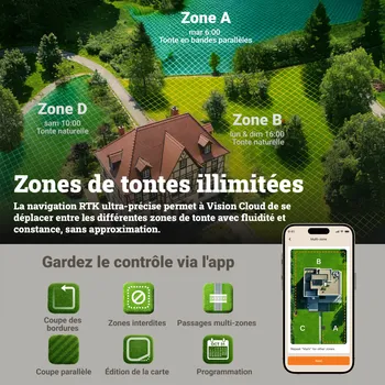 Robot tondeuse connecté WORX VISION CLOUD 2WD - Jusqu'à 650m² - WR365E