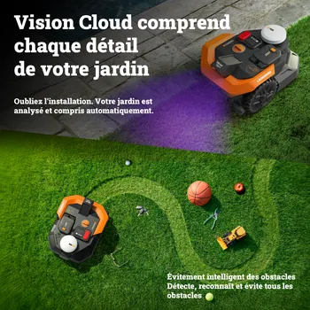 Robot tondeuse connecté sans fil WORX VISION CLOUD 2WD - Jusqu'à 300m² - WR303E
