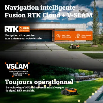 Robot tondeuse connecté sans fil WORX VISION CLOUD 2WD - Jusqu'à 1200m² - WR312E