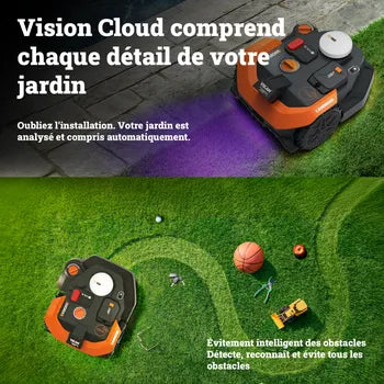 Robot tondeuse connecté sans fil WORX VISION CLOUD 2WD - Jusqu'à 800m² - WR308E
