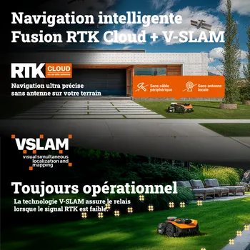Robot tondeuse connecté sans fil WORX VISION CLOUD 2WD - Jusqu'à 800m² - WR308E