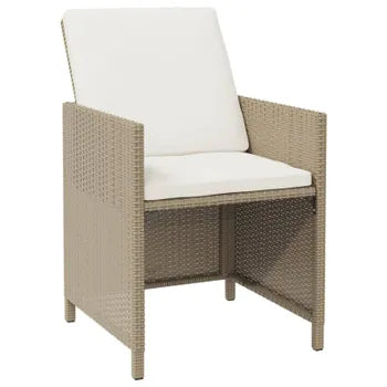 Ensemble à manger de jardin et coussins 5 pcs Poly rotin Beige