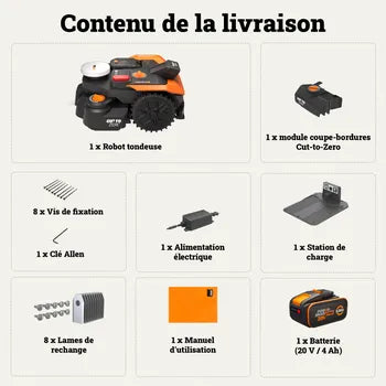 Robot tondeuse connecté sans fil WORX VISION CLOUD 2WD - Jusqu'à 800m² - WR308E