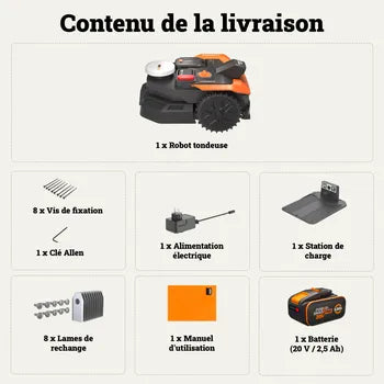 Robot tondeuse connecté sans fil WORX VISION CLOUD 2WD - Jusqu'à 300m² - WR303E