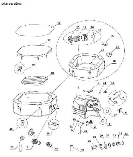 Pure Spa gonflable INTEX Carbone, octogonal, 6 places
