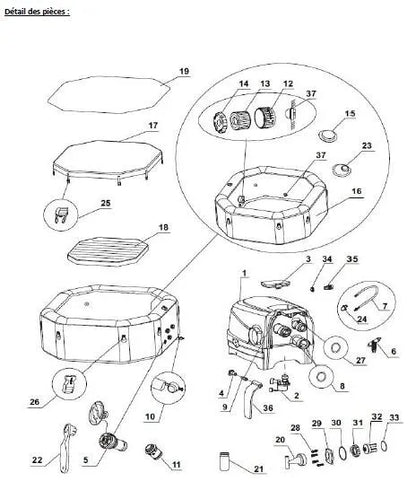 Pure Spa gonflable INTEX Carbone, octogonal, 6 places
