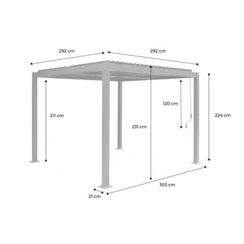 Pergola bioclimatique anthracite. aluminium et acier. 3x3m. lames orientables PALACE 3X3M