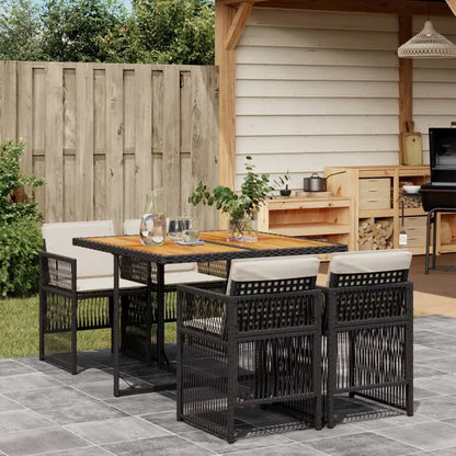 Ensemble à manger de jardin coussins 5pcs Noir Résine tressée vidaXL