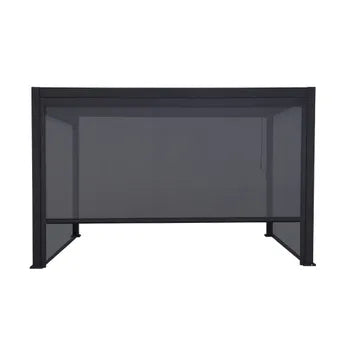 Pergola bioclimatique en aluminium. lames orientables 3x4m + 2 stores 3m + 1 store 4m TRIOMPHE anthracite TRIOMPHE 4X3M