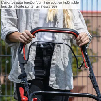 Scheppach Tondeuse à gazon thermique MS161-46 – Moteur à essence 4 temps 150 cm3 – Largeur de coupe 46 cm – Bac de 55 L – Ejection latérale