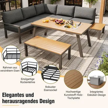 Ensemble de salon de jardin pour 6-7 personnes, adapté pour le jardin, le balcon, la terrasse, meubles de jardin résistants aux intempéries