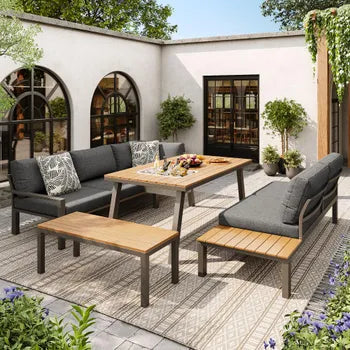 Ensemble de salon de jardin pour 6-7 personnes, adapté pour le jardin, le balcon, la terrasse, meubles de jardin résistants aux intempéries