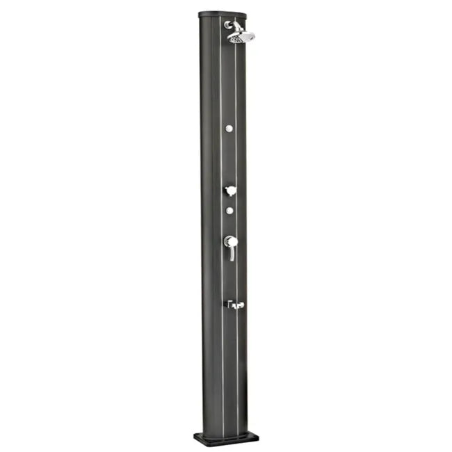 Douche solaire droite alu noir 40 l avec rince-pieds