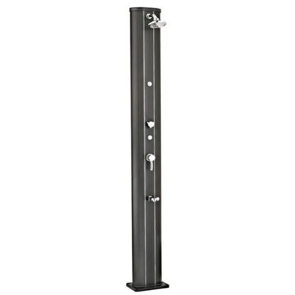 Douche solaire droite alu noir 40 l avec rince-pieds
