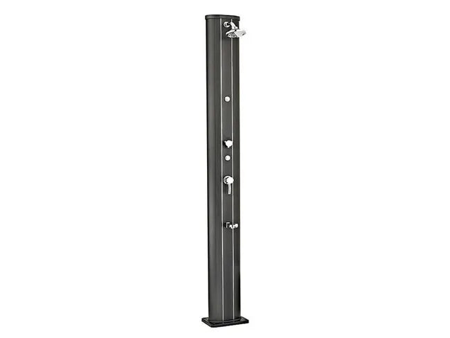Douche solaire droite alu noir 40 l avec rince-pieds