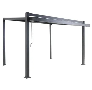 Pergola bioclimatique adossée Odyssea NATERIAL alu gris anthracite, 10.39 m²