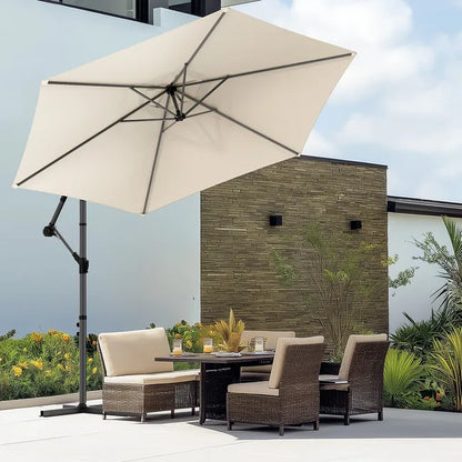 Parasol déporté inclinable 3M avec housse de protection Beige