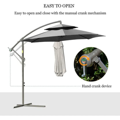 Parasol de Jardin Ampelschirm Ø2,67 x 2,45 m avec Base Croisée et Double Toit
