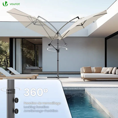 Parasol déporté inclinable 3M avec housse de protection Beige