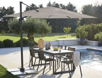 Parasol déporté NATERIAL Aura taupe carré, L.286 x l.286 cm