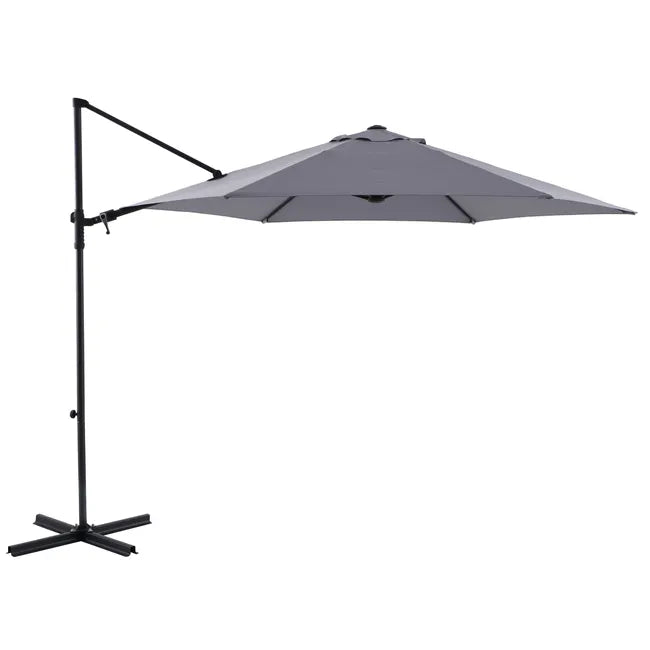 Parasol déporté Polar II anthracite rond, L.290 x l.290 cm