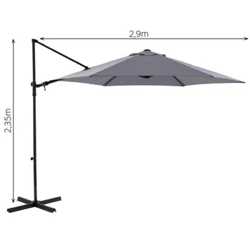 Parasol déporté Polar II anthracite rond, L.290 x l.290 cm
