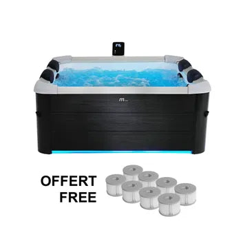 SPA OSLO + 8 FILTRES SPA Spa rigide MSPA 6 places 4 coussins hydromassages. 8 filtres et bâche incluse 160 cm x 65 cm