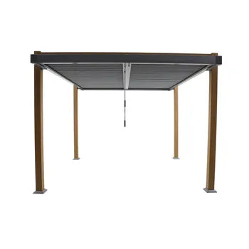 Pergola bioclimatique autoportante Odyssea NATERIAL aluminium chêne, 10.69 m²