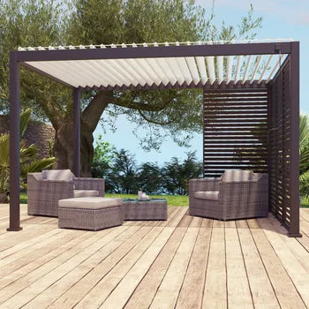 Pergola bioclimatique autoportante Prima aluminium gris anthracite, 12m²