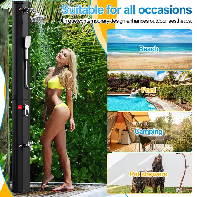 Douche solaire 60L avec couvercle de protection