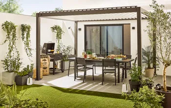 Pergola bioclimatique autoportante Prima aluminium gris anthracite, 12m²