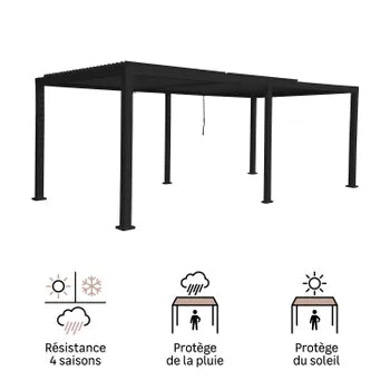 Pergola bioclimatique autoportante NATERIAL Clima alu gris anthracite, 17.17 m²
