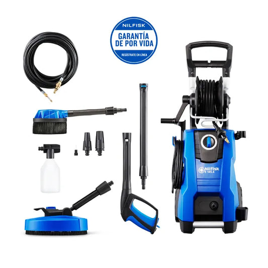 Nilfisk E 145.4-9 PAD X-TRA Nettoyeur Haute Pression – 145 bar, 2100 W – Avec Nettoyeur de Terrasse, Brosse de Lavage et Debouche Canalisations