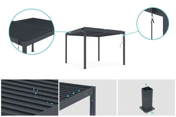 Pergola bioclimatique autoportante Gris en Aluminium 7.9 m²