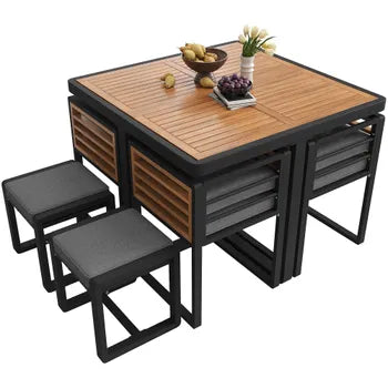 Set jardin – salon 12 chaises + table, terrasse/balcon, table massif, 12 personnes, mobilier jardin et repas.