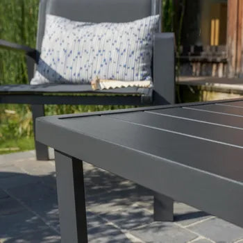 Salon bas de jardin Aramis en aluminium/textilène gris, 4 personnes